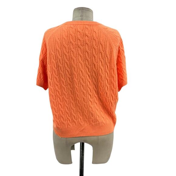 J. Crew Cashmere Cable-Knit Henley T-shirt Sweater Orange Size XL - Picture 6 of 10